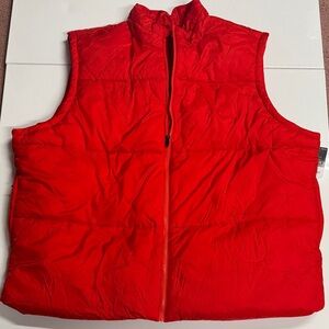 Red Puffer Vest Mens 4XL Zip Pocket